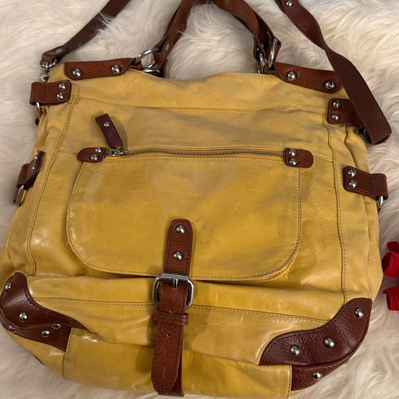 Tano Genuine Leather Studded Mustard Yellow Shoulder Bag? main image 10